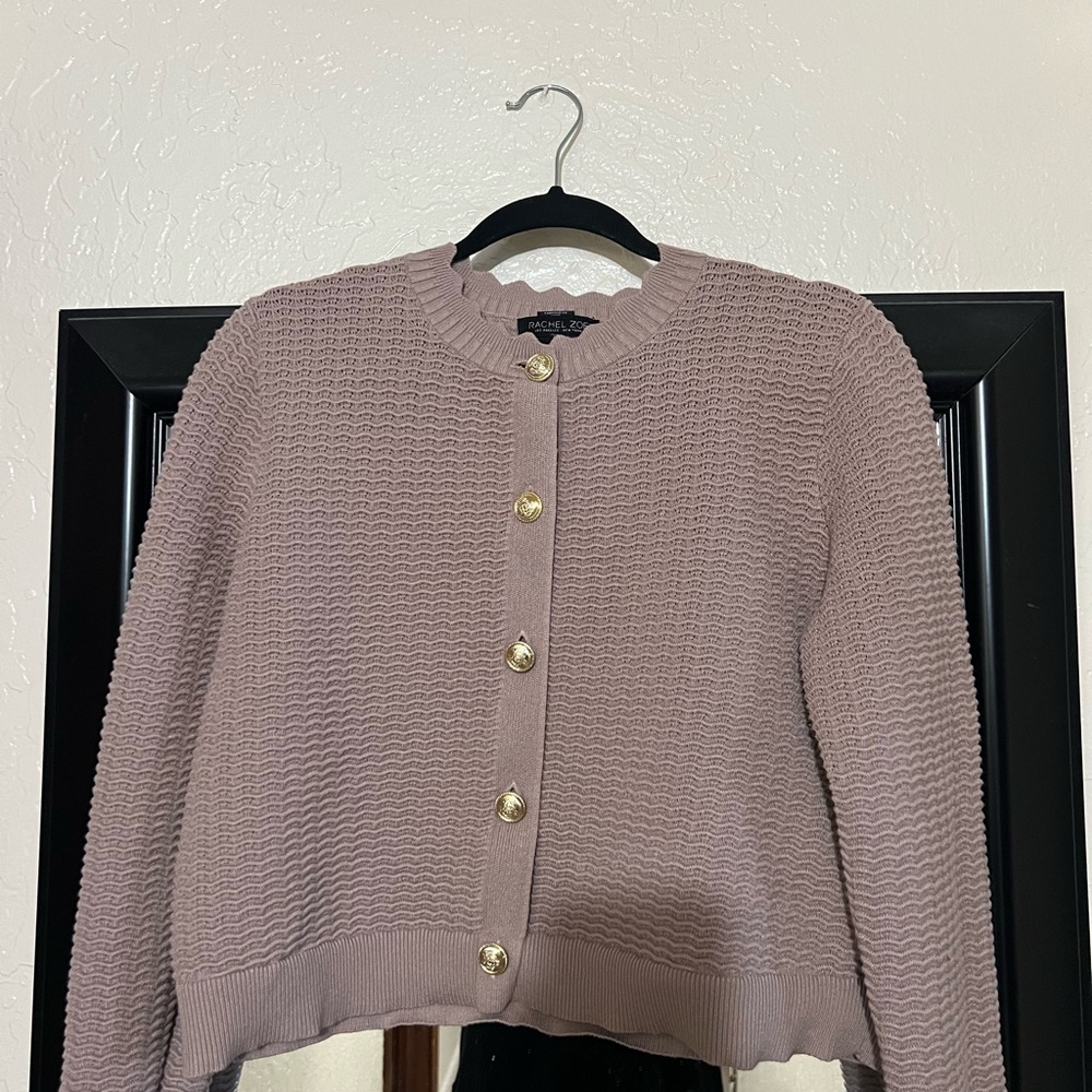 Rachel Zoe Lavender Button-Up Cardigan